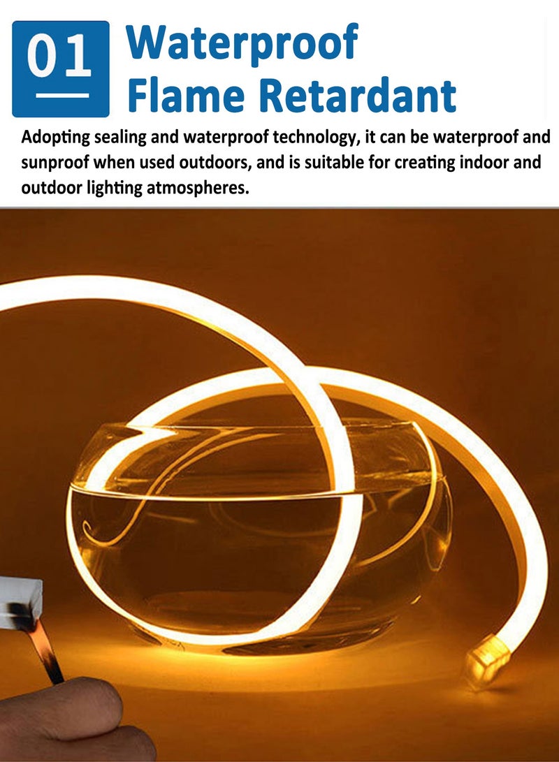 Sharpdo Flexible Silicone LED Strip Lights Waterproof Flame Retardant Neon Rope Lights For Home Decor Outdoor Decor Warm White 100CM - Image 4