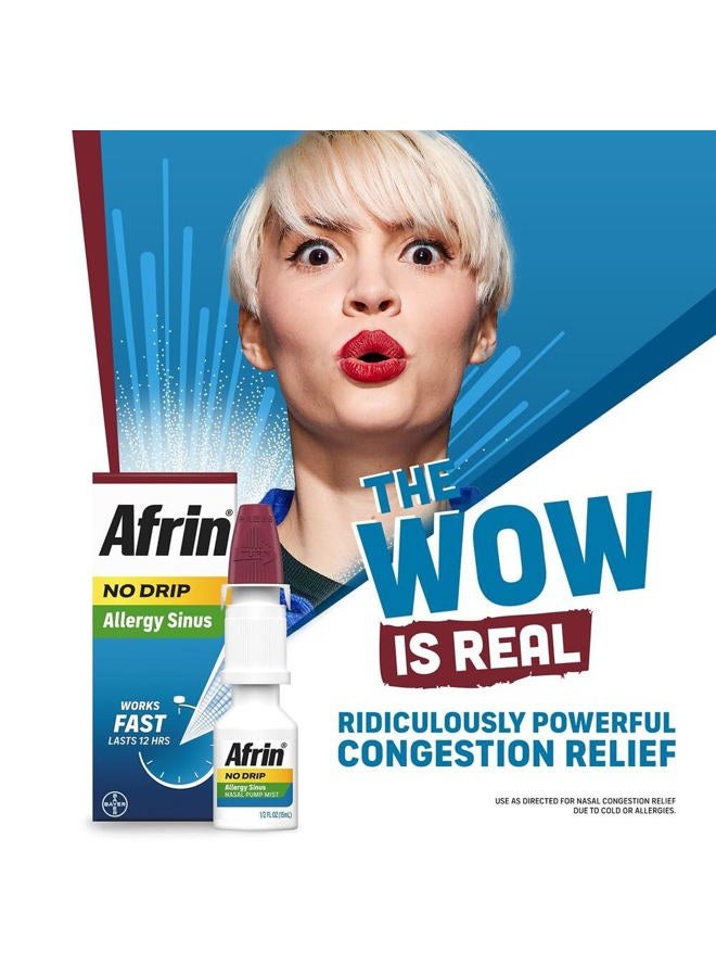 Afrin No Drip Allergy Sinus Nasal Spray - Fast and Powerful Nasal Decongestion From Allergies, 15mL - Image 3