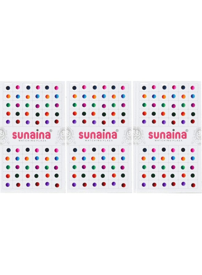 SUNAINA Double Shade Matching Plaza Multicolor Round Self-Adhesive Bindis For Women & Girls (Size-4 (6Mm)) - Image 2