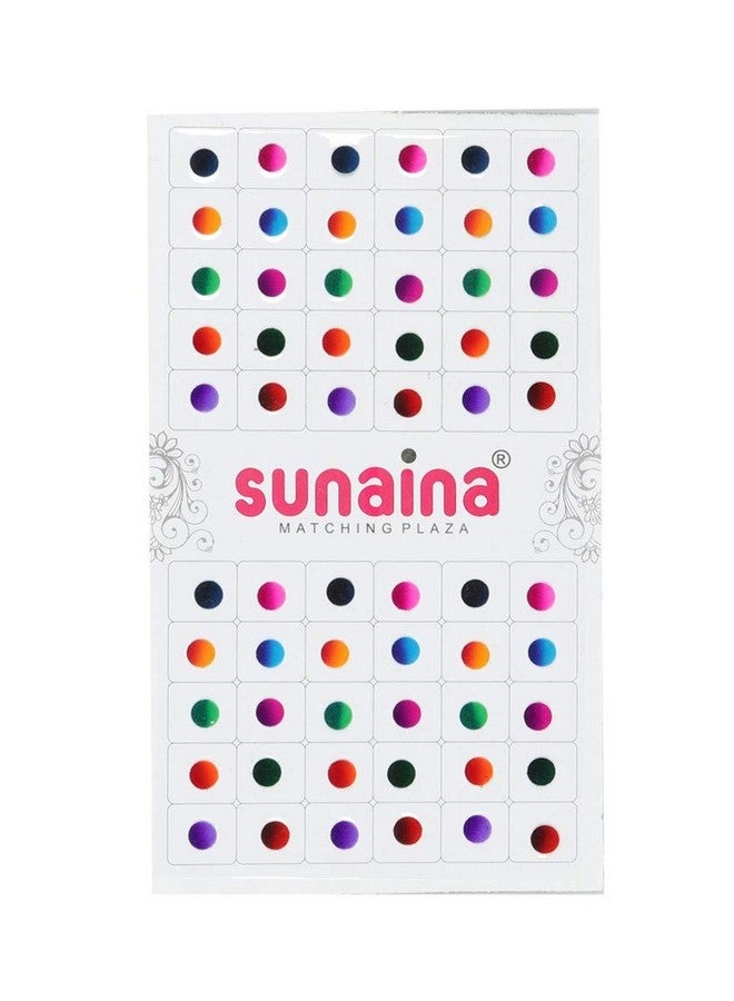 SUNAINA Double Shade Matching Plaza Multicolor Round Self-Adhesive Bindis For Women & Girls (Size-4 (6Mm)) - Image 1