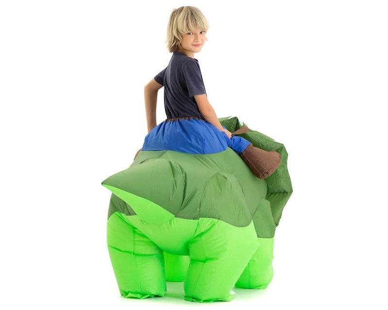 HSCTEK Inflatable Dinosaur Costume Kids Boys Girls, Inflatable Blow Up Triceratops Costume Child, Inflatable Ride On Dinosaur Halloween Costume Children - Image 4