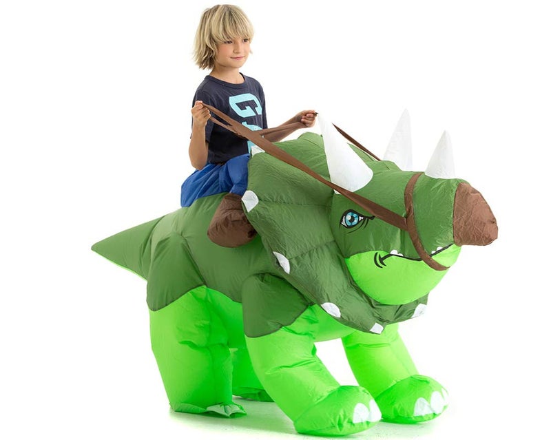 HSCTEK Inflatable Dinosaur Costume Kids Boys Girls, Inflatable Blow Up Triceratops Costume Child, Inflatable Ride On Dinosaur Halloween Costume Children - Image 3