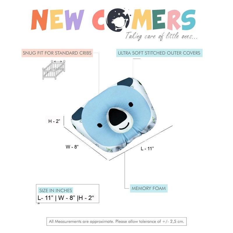 NEW COMERS® Memory Foam Infant Baby Pillow with Washable Cover, Soft & Light Weight Kids Pillow for Neck Support Preventing Head for Flat Head Syndrome Ideal for Newborn 0-12 Age -(28 x 20 x 3 cm)-271 - Image 4