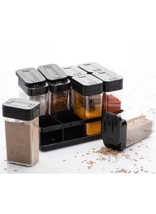 VAGHASIYA ENTERPRISE VAGHASIYA ENTERPRISE Kitchen 8 Pcs Sets Airtight Rasoi Box Spice Storage Jar Masala Box Spice Container Idle for Easy Flow Spice Storage Container with Tray MULTICOLOR  - Image 3