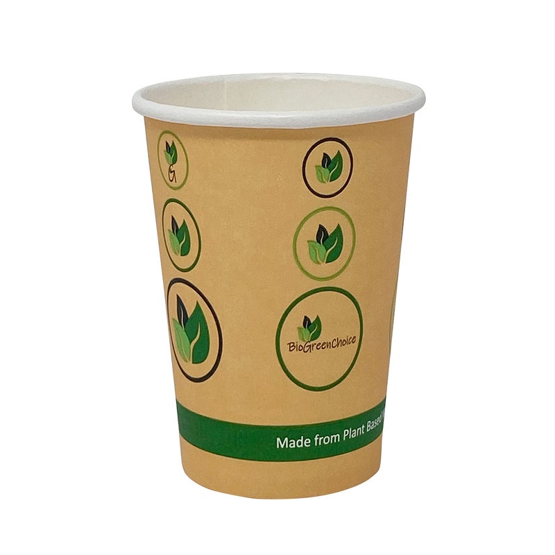 BioGreenChoice BioGreenChoice 12 oz Compostable Ecofriendly Hot Cup with PLA Bio Lining Insulated disposable Hot Coffee cups  Heavyduty  Microwave Safe Paper cups 500 Count Bulk 12 Oz Single Wall 