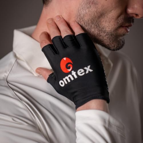 omtex Cricket Finger Cut Catching Fielding Batting Gloves Sweat Absorbent to Enhance Grip and Durability- Black - Medium - Image 2