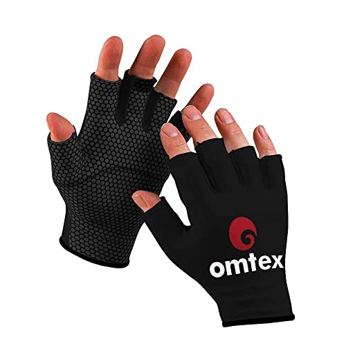 omtex Cricket Finger Cut Catching Fielding Batting Gloves Sweat Absorbent to Enhance Grip and Durability- Black - Medium - Image 1