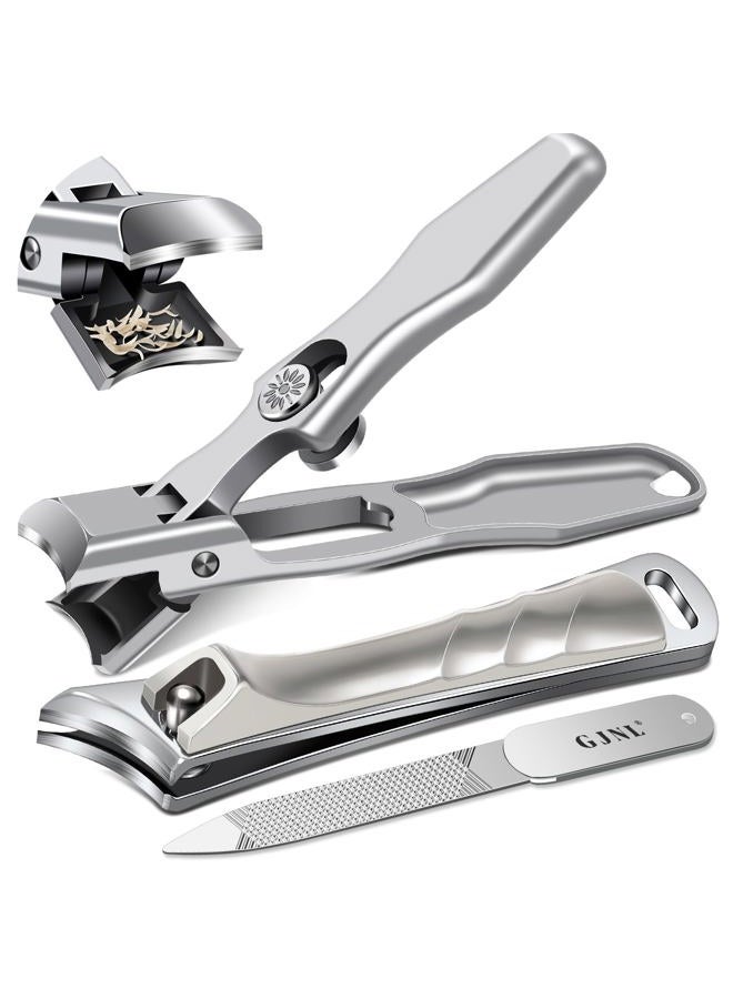 GJNL 2024 Toenail Clippers for Seniors Thick Nails - Popular Ultra Sharp Wide Jaw Nail Clippers for Men with Catcher, Upgrade Slant Curved Blade Fingernail Cutter for Ingrown Nails - Image 1
