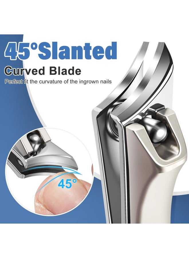 GJNL 2024 Toenail Clippers for Seniors Thick Nails - Popular Ultra Sharp Wide Jaw Nail Clippers for Men with Catcher, Upgrade Slant Curved Blade Fingernail Cutter for Ingrown Nails - Image 3