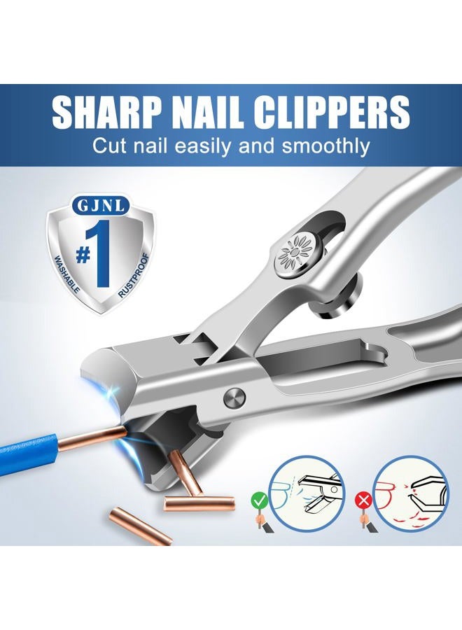 GJNL 2024 Toenail Clippers for Seniors Thick Nails - Popular Ultra Sharp Wide Jaw Nail Clippers for Men with Catcher, Upgrade Slant Curved Blade Fingernail Cutter for Ingrown Nails - Image 2