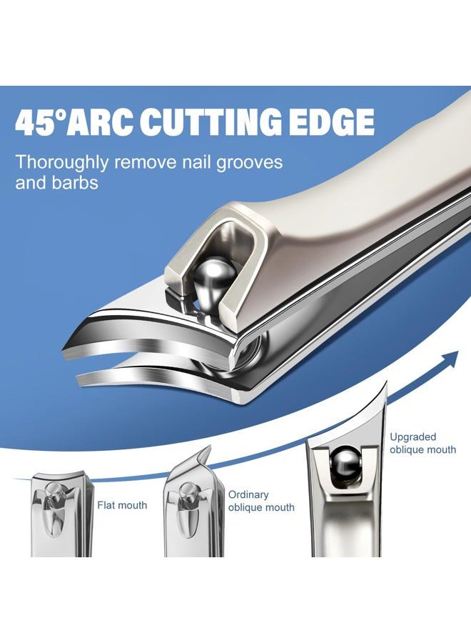 GJNL 2024 Toenail Clippers for Seniors Thick Nails - Popular Ultra Sharp Wide Jaw Nail Clippers for Men with Catcher, Upgrade Slant Curved Blade Fingernail Cutter for Ingrown Nails - Image 4