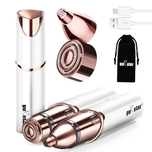 gurelax Eyebrow Facial Trimmer 2 in1 Rechargeable Facial Hair Removal and Eyebrow Shaver Face Lips Body Painless Facial Razor with Replacement Heads - Image 1