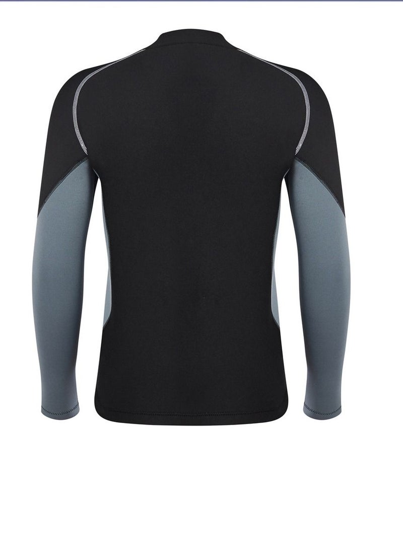 Loquat 2.0MM Wetsuit Split Top Long Sleeve Snorkeling Suit Cold Warm Diving Suit Large Size Surfing Suit Grey - Image 2