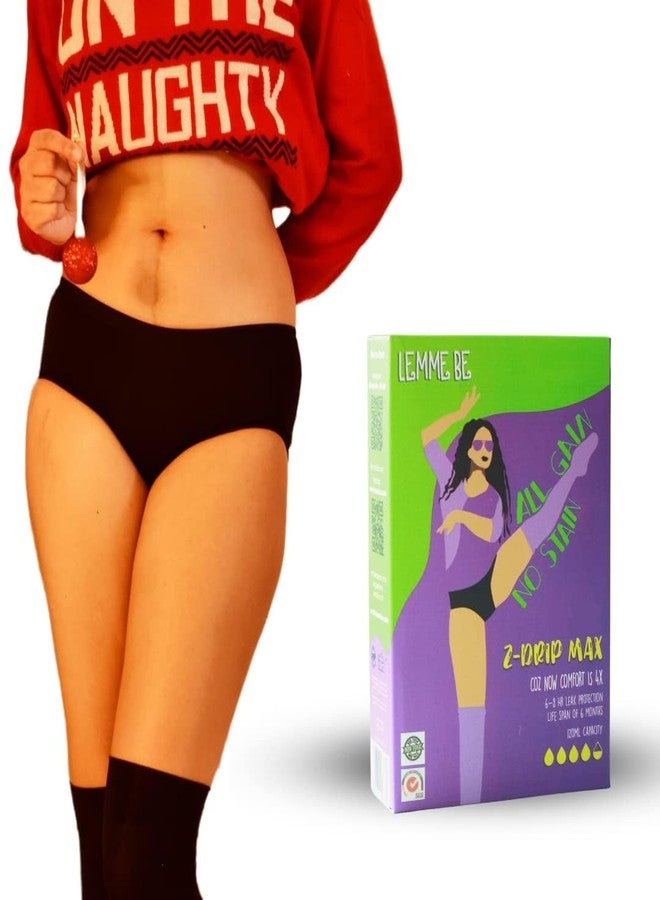 Lemme Be Reusable Period Panty Underwear for Heavy Flow Periods & Incontinence, Mid Waist Leakproof Panties for Women, Adult,120 ML Capacity, Go Pad Free with Z Drip Max, (Small, Black) Pack Of 1 - Image 2