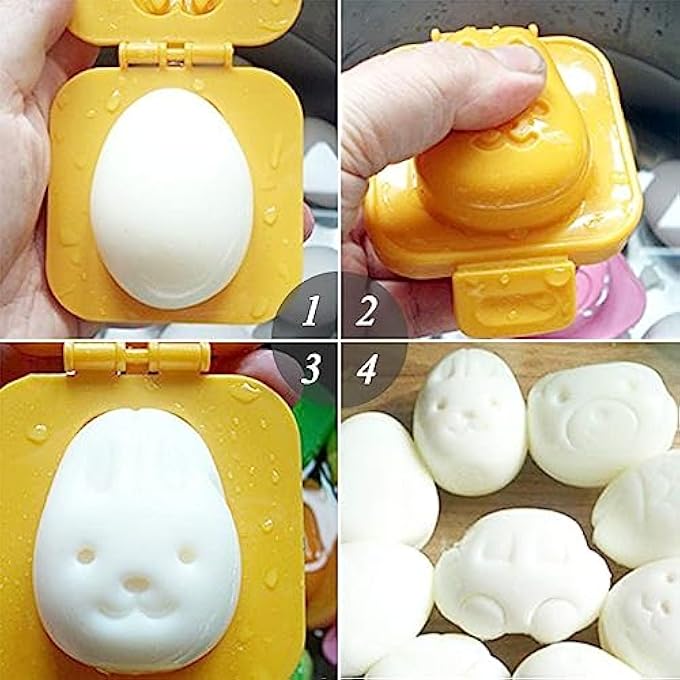 RAYYAN 6Pcs Egg Rice Mold Hard Boiled Egg Mold Fish Car Heart Shape Onigiri Mold Rice Ball MakerFondant Cake Pop Decorating Tool Fun Cookery Kitchen Gadgets - Image 4