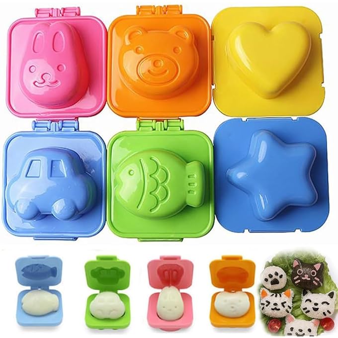 RAYYAN 6Pcs Egg Rice Mold Hard Boiled Egg Mold Fish Car Heart Shape Onigiri Mold Rice Ball MakerFondant Cake Pop Decorating Tool Fun Cookery Kitchen Gadgets - Image 2