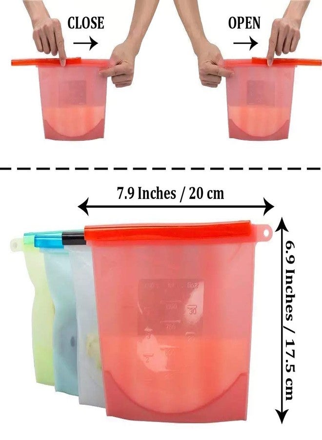Gabbar Multicolor Set of 2 Silicone Food Reusable Leak Proof Bag Pouch | Microwave Safe | BPA Free |Kitchen, Fridge Storage ? Snack Bag - Image 5