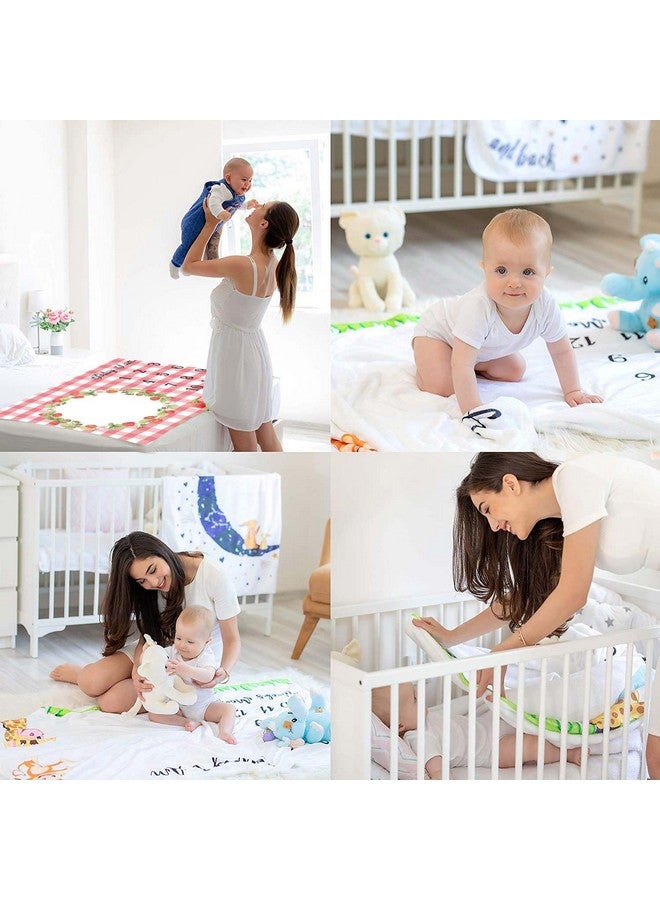 FHZON Strawberry Wreath Milestone Blanket Pink Plaid Baby Blanket Plant Personalized Swaddling Blanket Outdoor Crawling Mat 48x40in BTMYFH46 - Image 5