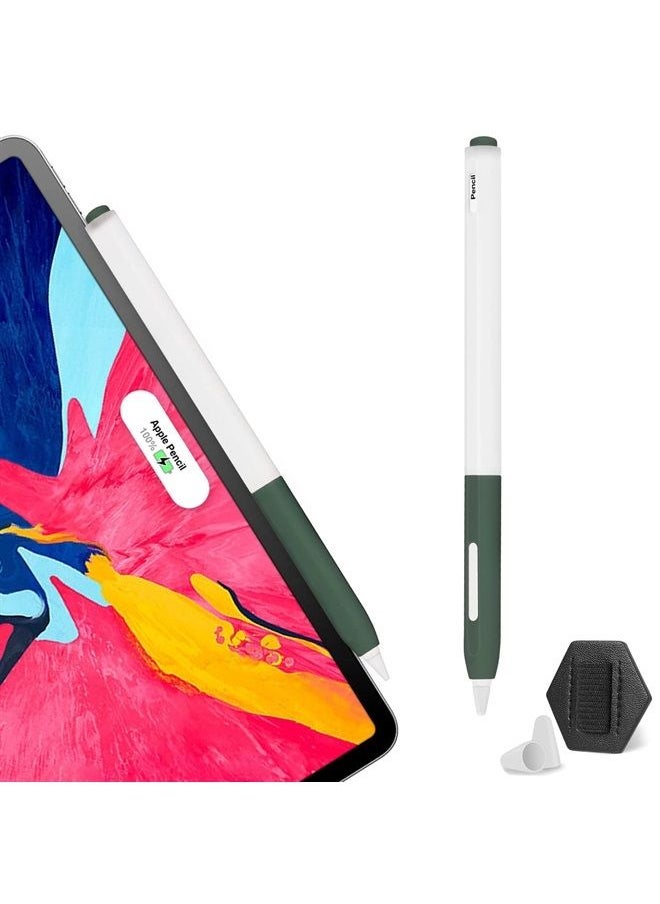 Doormoon - 2nd Generation Pencil Case Compatible for Apple Pencil, Doormoon Pencil Cover Skin Holder Grip and Tip Cap Cute Protective Skin Accessories Compatible for iPad Pencil (Dark Green) - Image 1