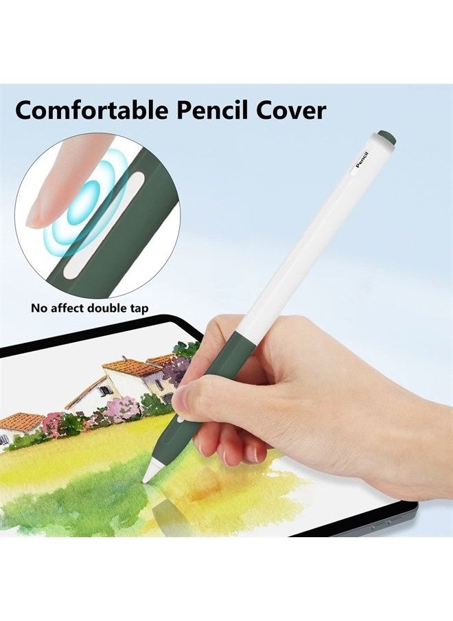 Doormoon - 2nd Generation Pencil Case Compatible for Apple Pencil, Doormoon Pencil Cover Skin Holder Grip and Tip Cap Cute Protective Skin Accessories Compatible for iPad Pencil (Dark Green) - Image 1