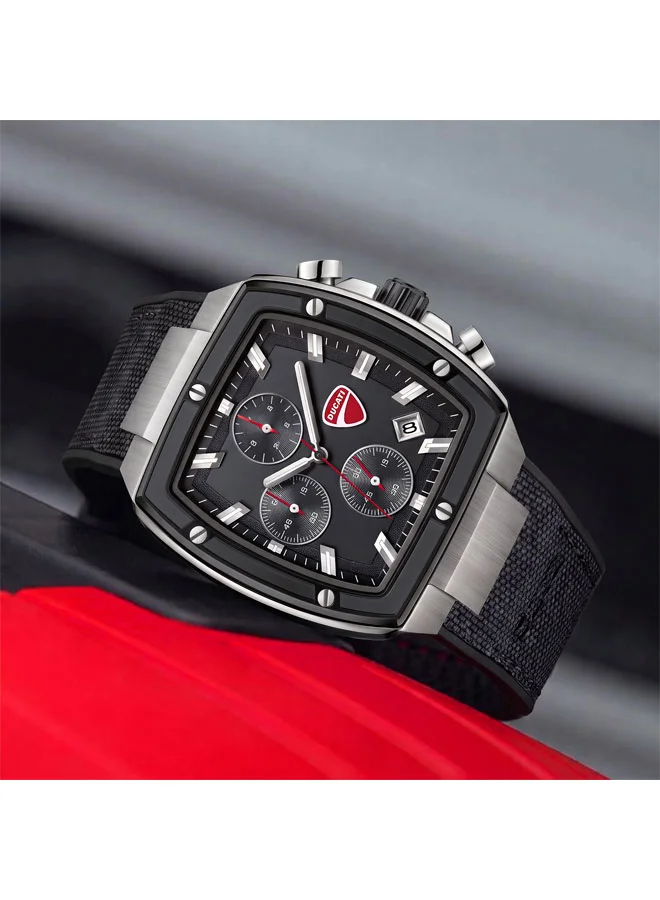 Ducati Black Voyage Black Dial, Silicone-Nylon Strap, Chronograph Watch for Men, 41mm for Men | Best Price UAE