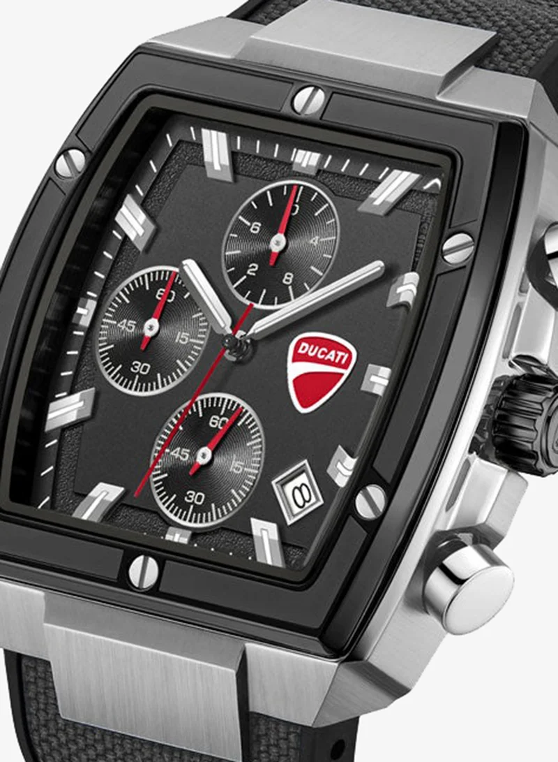 Ducati Black Voyage Black Dial, Silicone-Nylon Strap, Chronograph Watch for Men, 41mm for Men | Best Price UAE