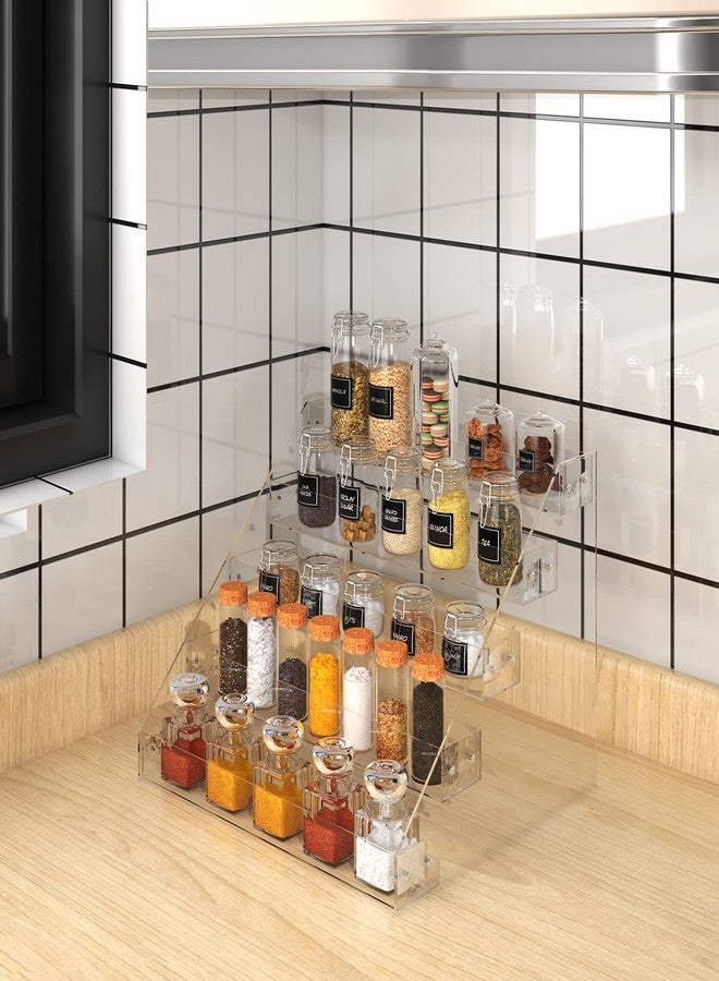 VAEHOLD Acrylic Spice Rack, 5 Tier Clear Organizer for Cabinet, Vertical Spice Rack Kitchen Organizer Shelf for Countertop (5 Tier 12‘’L) - Image 2
