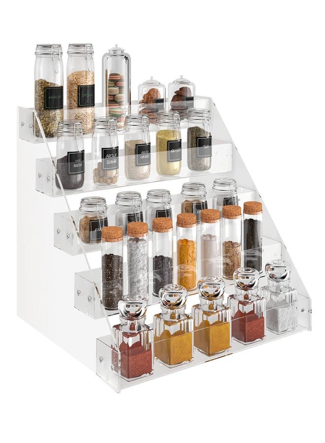 VAEHOLD Acrylic Spice Rack, 5 Tier Clear Organizer for Cabinet, Vertical Spice Rack Kitchen Organizer Shelf for Countertop (5 Tier 12‘’L) - Image 1