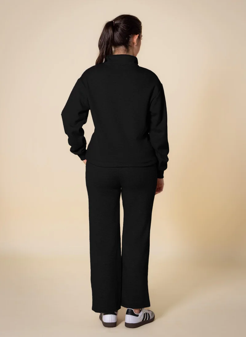 SHAPES TEXTURED QUARTER-ZIP SWEATER SET