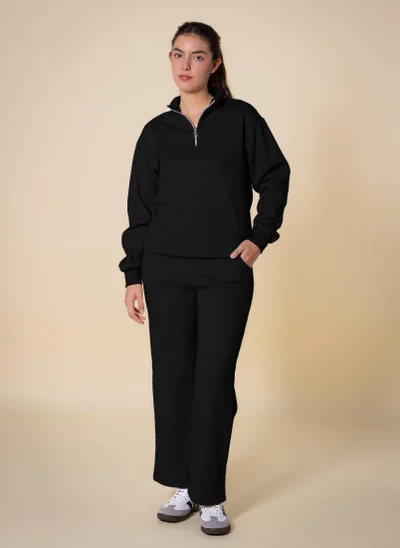 SHAPES TEXTURED QUARTER-ZIP SWEATER SET