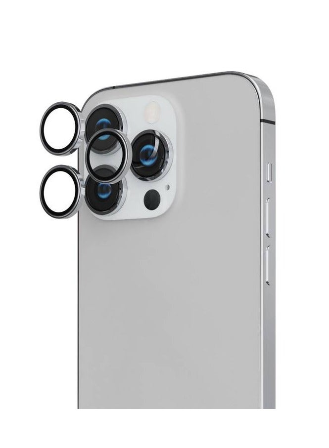 iPhone 14 Pro and Pro Max Camera Lens Protector Ultra Pure 360° Aluminum Lens Shield / Shatter Protection / Anti Fingerprint / Anti Scratch / HD Clarity Lens Protection - Silver