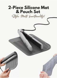 Generic Heat Resistant Silicone Mat and Pouch for Styling Tools, Hair Straightener, Curling Iron Holder, and Flat Iron Mat, Ideal for Home and Travel Use,Accommodates Hot Hair Dryer and Other Salon Tools(2 PCS)  - Image 1