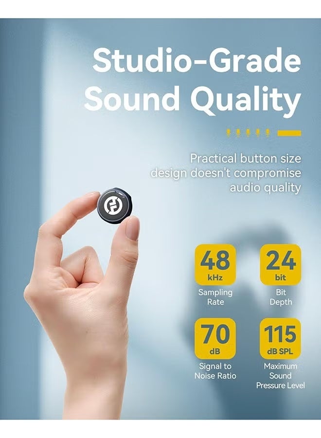 هولي لاند ميكروفون لارك M2 اللاسلكي لأجهزة iPhone وAndroid والكاميرا، صوت عالي الدقة 48 كيلوهرتز 24 بت، مدى رؤية 1000 قدم، إلغاء الضوضاء، مدة 40 ساعة للتدوين المرئي، آسود - Image 2