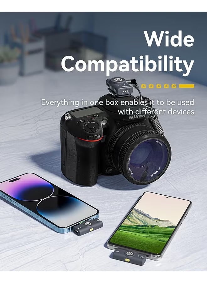 هولي لاند ميكروفون لارك M2 اللاسلكي لأجهزة iPhone وAndroid والكاميرا، صوت عالي الدقة 48 كيلوهرتز 24 بت، مدى رؤية 1000 قدم، إلغاء الضوضاء، مدة 40 ساعة للتدوين المرئي، آسود - Image 3