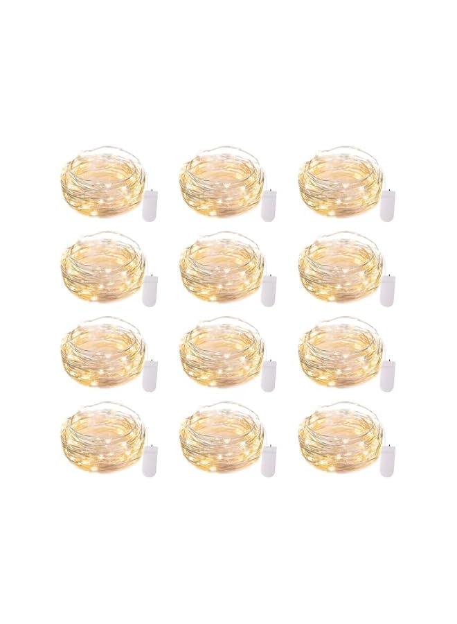 The Bros 12 Pack 7ft 20LED Waterproof Silver Wire Fairy Lights, Soft White, Indoor & Outdoor, Battery Operated String Lights  - Image 2