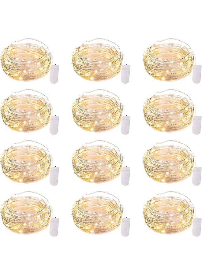 The Bros 12 Pack 7ft 20LED Waterproof Silver Wire Fairy Lights, Soft White, Indoor & Outdoor, Battery Operated String Lights  - Image 1