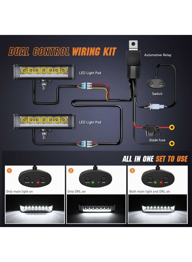Nilight Side Shooter LED Pods with DRL 6.5 Inch 2089LM Spot Flood Combo LED Light Bar w/ 16AWG Wiring Kit for LED Fog Light Driving Light Auxiliary Light on Truck ATV UTV Jeep - Image 4