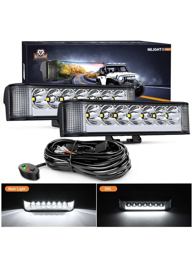 Nilight Side Shooter LED Pods with DRL 6.5 Inch 2089LM Spot Flood Combo LED Light Bar w/ 16AWG Wiring Kit for LED Fog Light Driving Light Auxiliary Light on Truck ATV UTV Jeep - Image 1