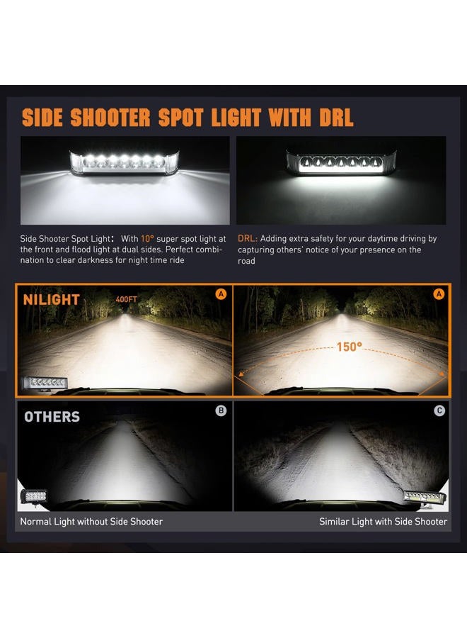 Nilight Side Shooter LED Pods with DRL 6.5 Inch 2089LM Spot Flood Combo LED Light Bar w/ 16AWG Wiring Kit for LED Fog Light Driving Light Auxiliary Light on Truck ATV UTV Jeep - Image 3