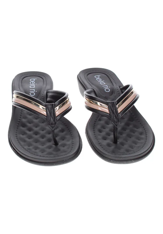 بيرا ريو Beira Rio Ladies Flat Sandals Black | Made In Brazil