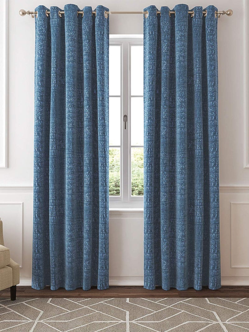 GMF GM Luxury Home Decor Textured Jacquard Woven Grommet Curtain Panel 52 x 84 Inch Set of 2 - Image 1