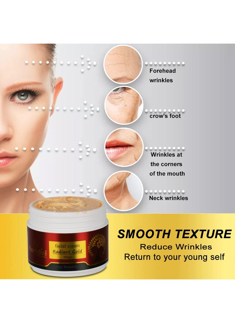 Herbdiva Herbdiva Radiant Gold Facial Massage Cream 500GM  For Men  Women  Ideal for Daily Use  Restores Glowing Skin  Clear Blemishes  - Image 4