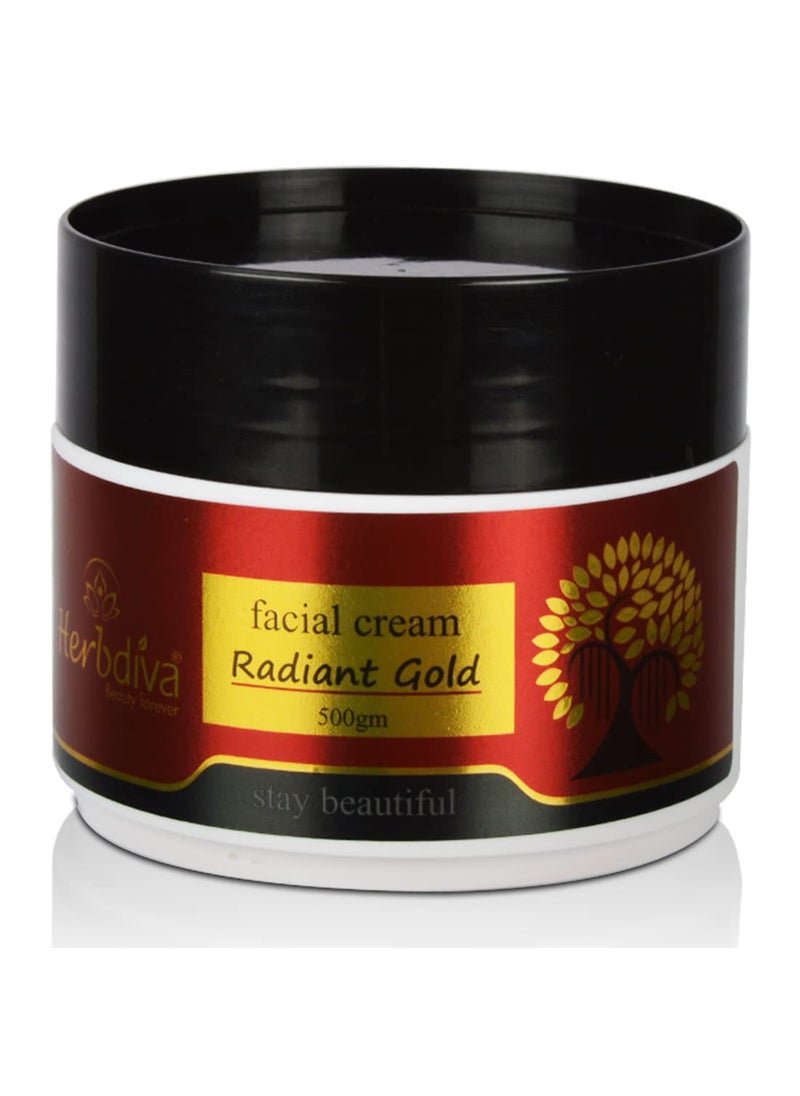 Herbdiva Herbdiva Radiant Gold Facial Massage Cream 500GM  For Men  Women  Ideal for Daily Use  Restores Glowing Skin  Clear Blemishes  - Image 1