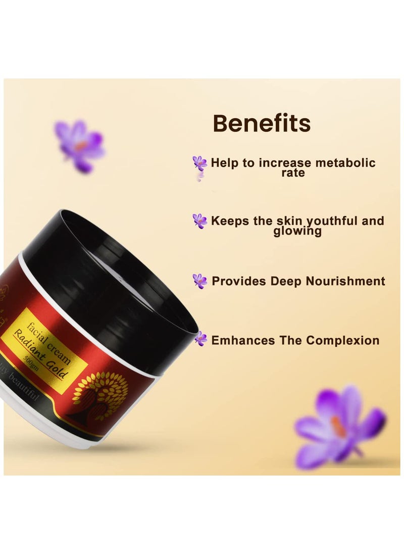 Herbdiva Herbdiva Radiant Gold Facial Massage Cream 500GM  For Men  Women  Ideal for Daily Use  Restores Glowing Skin  Clear Blemishes  - Image 3