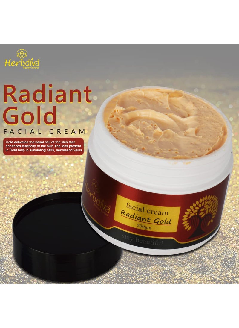 Herbdiva Herbdiva Radiant Gold Facial Massage Cream 500GM  For Men  Women  Ideal for Daily Use  Restores Glowing Skin  Clear Blemishes  - Image 2