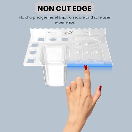 GLOXY Unbreakable Wall Mount ABS Corner soap Dish with Toothbrush & Tumbler Holder Shelf Usable for Bathroom and Wash Basin Area, Bathroom Accessories - Image 4