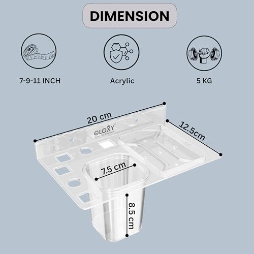 GLOXY Unbreakable Wall Mount ABS Corner soap Dish with Toothbrush & Tumbler Holder Shelf Usable for Bathroom and Wash Basin Area, Bathroom Accessories - Image 2