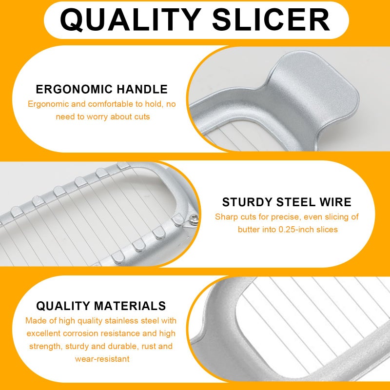 Bcautay Butter Slicer Cutter Stainless Steel Multipurpose Cheese Slicer for Block Cheeses and Butter Gadgets Accessories - Image 3