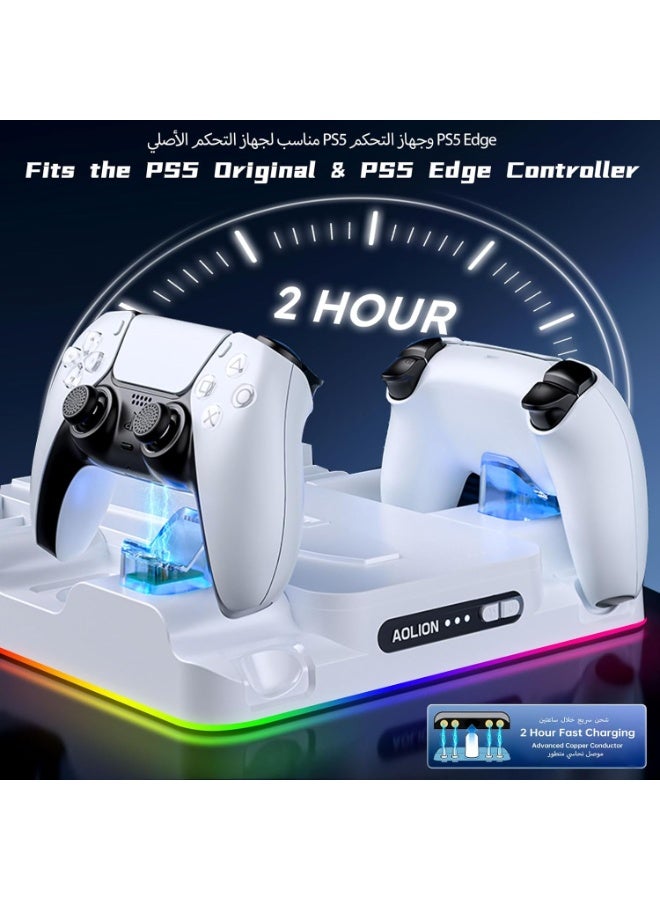 Garlo PS5/Slim/Pro Stand with Cooling Station, Controller Charging Station and RGB LED, Playstation 5/Slim/Pro Disc/Digital Console Stand Accessories, Cooling Fan, Game Slot, Usb Charging - Image 2
