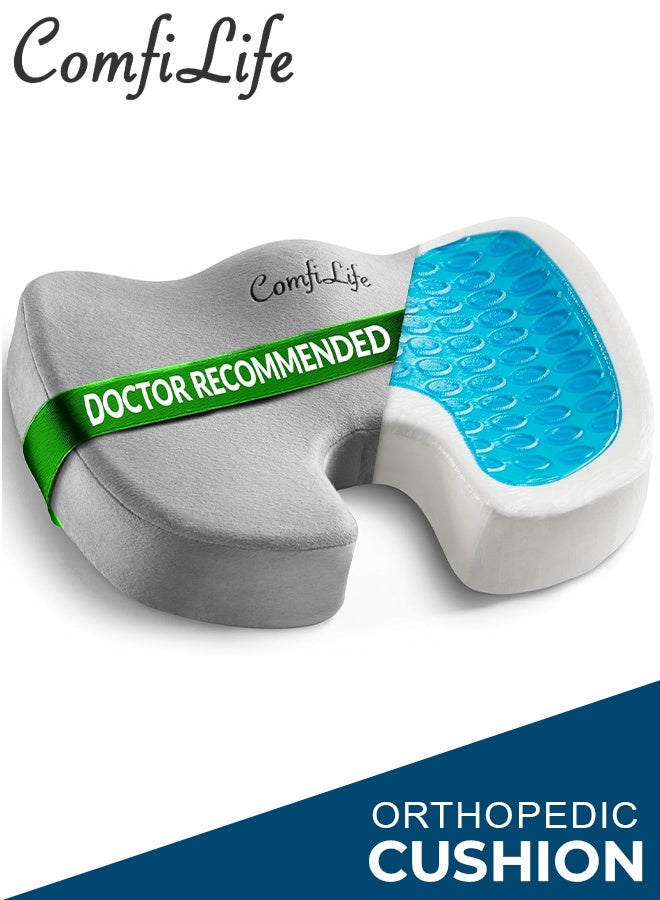 ComfiLife Gel Enhanced Seat Cushion with Non-Slip Bottom, Built-in Handle and Machine-Washable Cover, Orthopedic Cushion for Tailbone Pain Relief, Ideal for Office Chair, Car Seat, Home and Traveling - Image 1